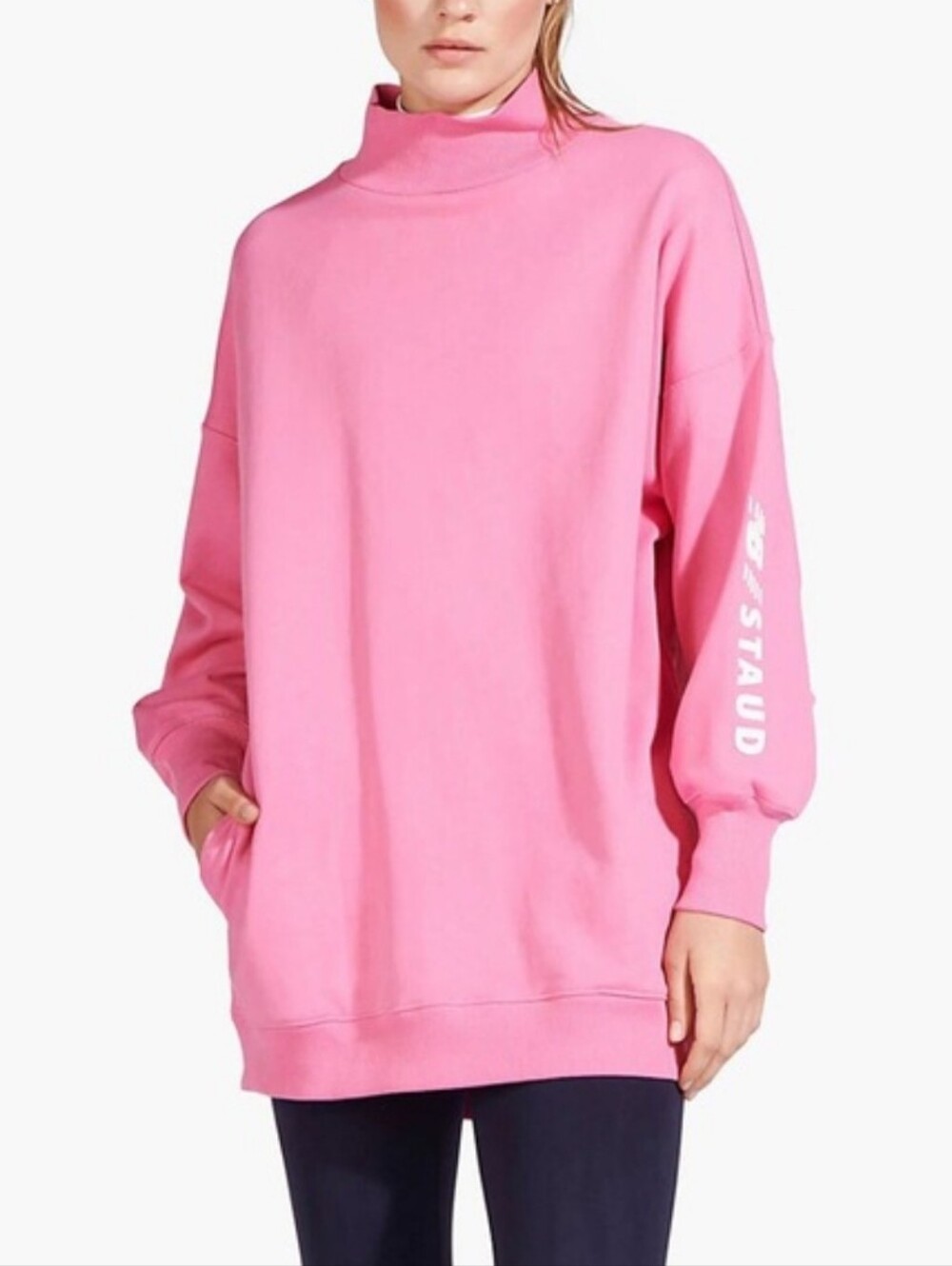 New Balance Pink Oversized Staud Terry Sweatshirt Dress Sz M NWT